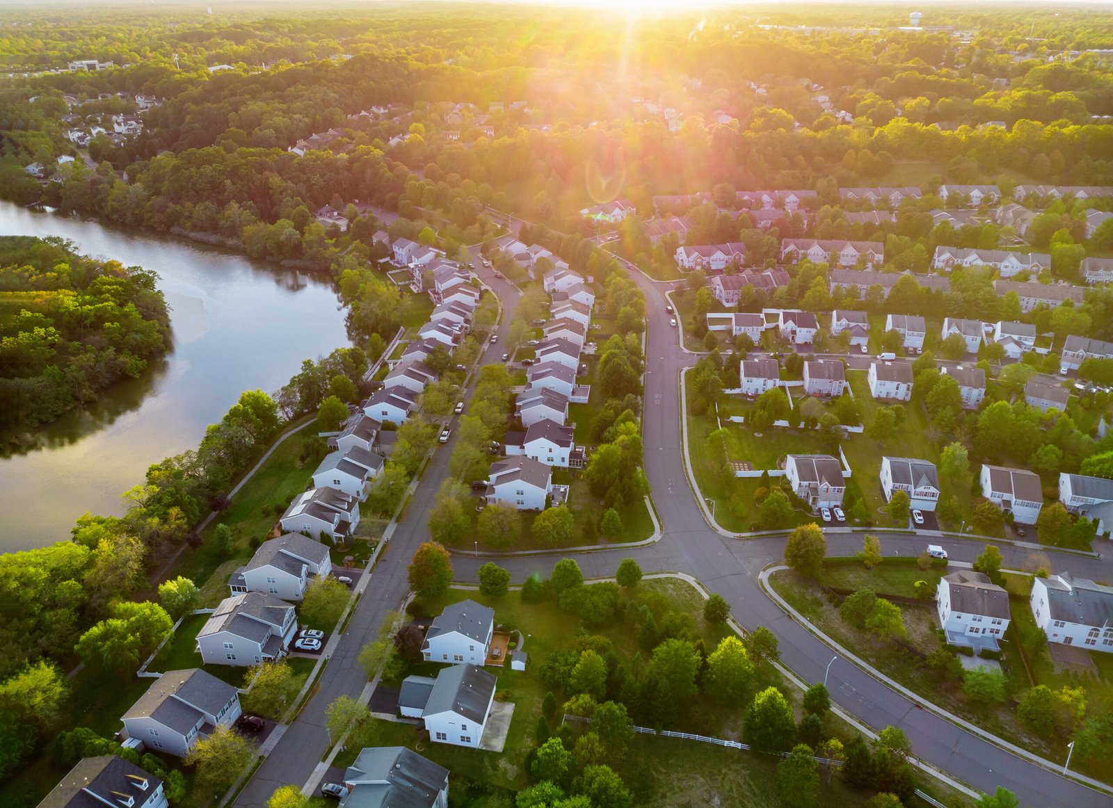 choosing a neighborhood aerial view of Florida homes at sunrise