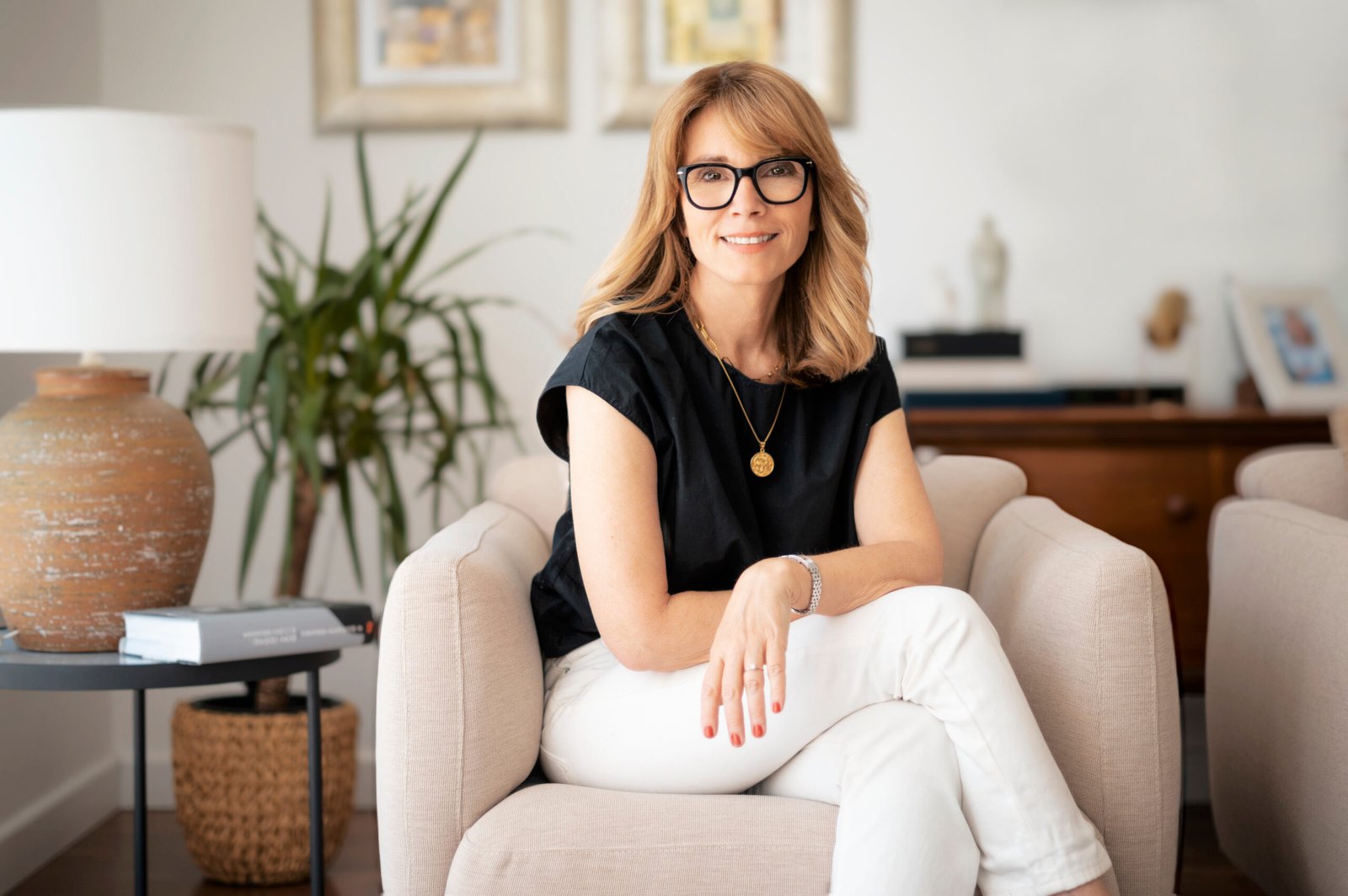 smaller home Florida interior woman relaxing